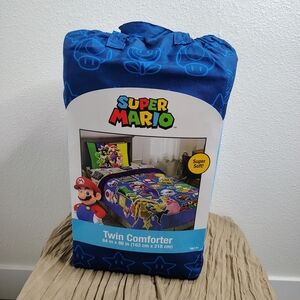 Nintendo Super Mario Twin Comforter Kids Bedding Blue 64x86 Soft